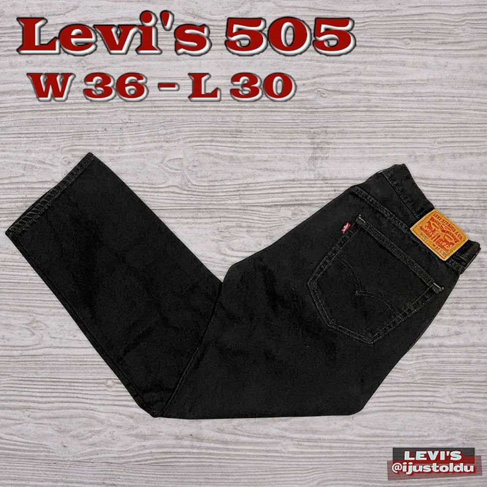 Levi's 505 Men's Regular Fit Straight Leg Black Denim Jeans | Size W36″ - L30″ - Picture 1 of 16